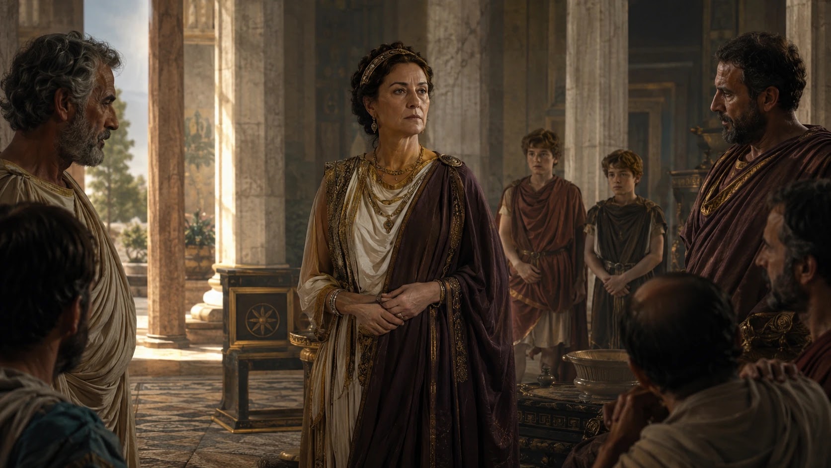 Eurydice I of Macedon in the palace of Aigai, grandmother of Alexander the Great